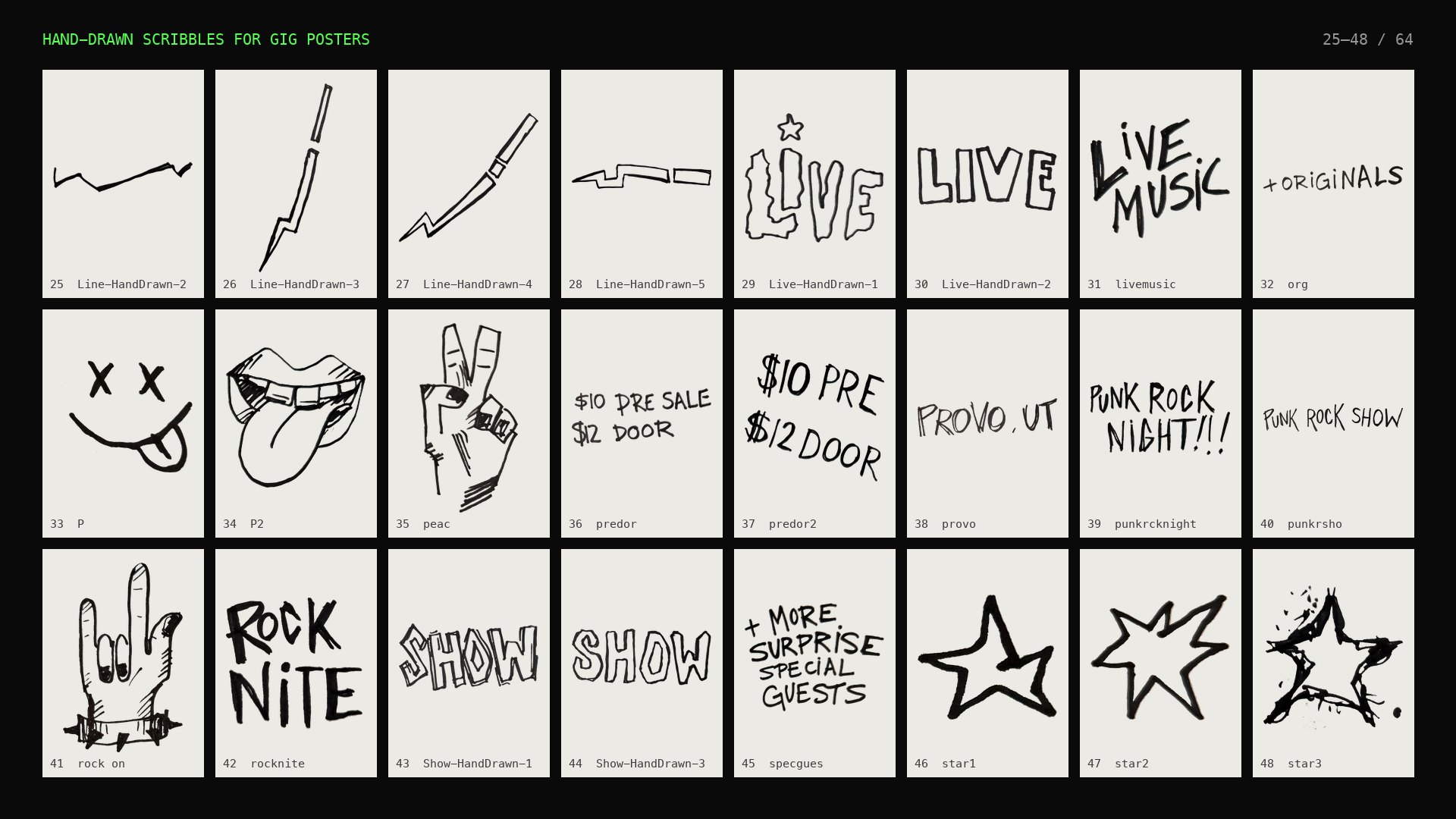 Hand-drawn Scribbles for Gig Posters: contact sheet 3 of 4
